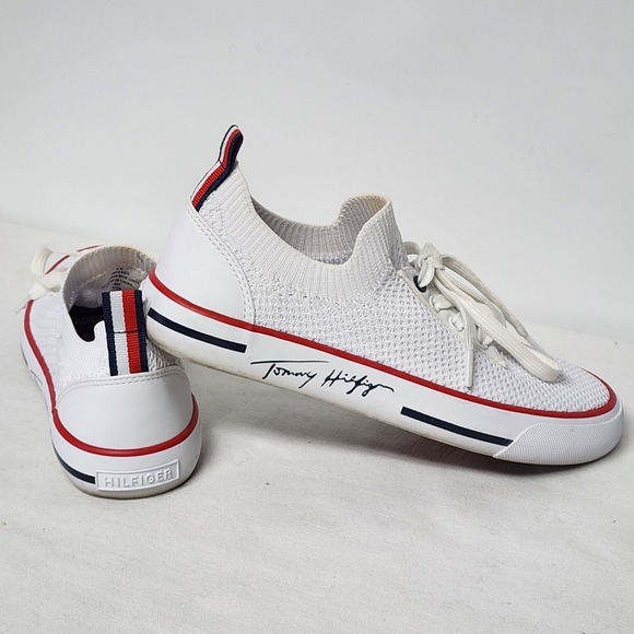 Tommy Hilfiger TW Gessie Size 6 Women's Shoe White Fabric Laceup Low top Boat - Picture 8 of 15